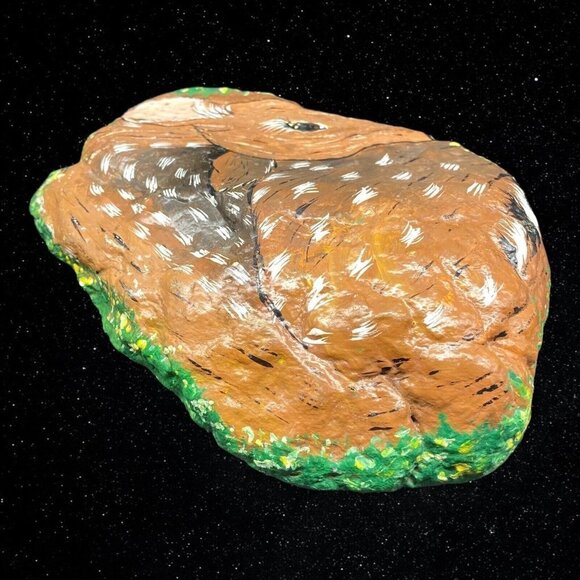 2006 D. Murphy Hand Painted Resting Spotted Fawn Decor Rock Deer 2”T 6”W - Picture 5 of 7